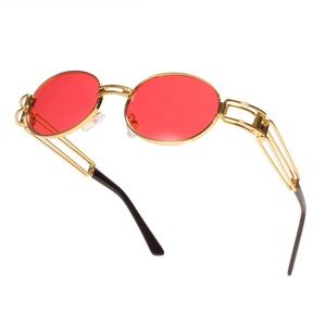 Gold Round Sunglasses UV400 Protection Metal Frame Men Sunnies‎ Shades Eyewear
